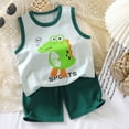 thumbnail image 2 of kpoplk 2Pcs Baby Boys Summer Clothing Sets Cute Letters Print Sleeveless Tank Tops T-Shirt+Palm Shorts Outfits(Green,3-6 M), 2 of 5