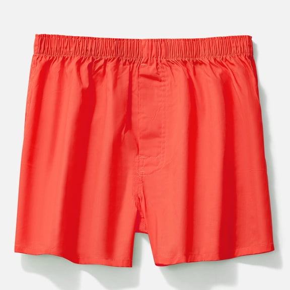 Mens Loose Fitting Underwear Pure Home Sleepwear Flat Angle Breathable Large Shorts, XL, Orange