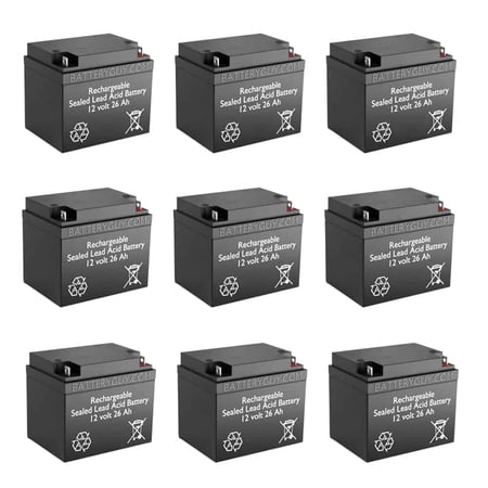 BatteryGuy BG-12260NB 12V 26AH SLA Replacement Battery for Acoma MBA 130 Portable X-Ray - rechargeable (9 Pack)