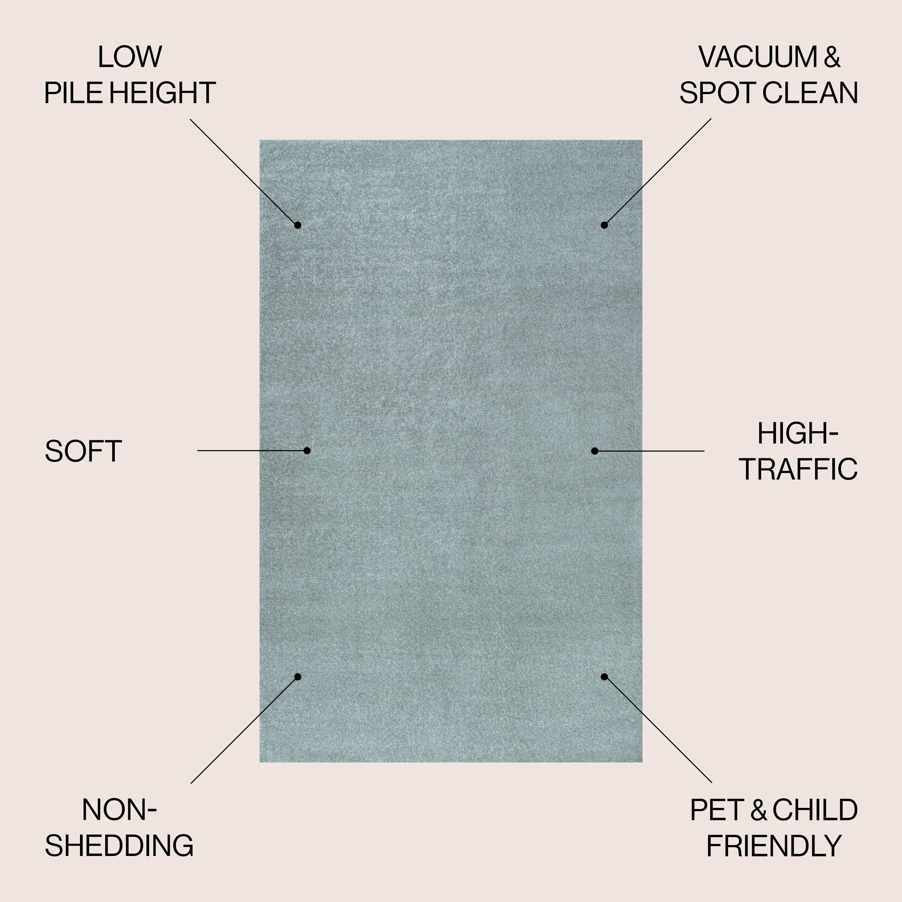 JONATHAN Y SUPERSOFT 12 x 15 Area Rug, Haze - Aqua Blue, SEU100S-15