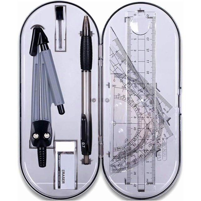 Math Geometry Kit Math Geometry Kit 8pcs Geometry Tools Compasses Ruler Set Square Geometric Protractors Mechanical Pencils Eraser in Stylish Storage