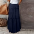 thumbnail image 5 of BRDFRL Boho Skirts for Women Casual Flowy Ruffle A Line Tiered Swing Elastic Black Long Skirts with Pockets for Beach Navy S, 5 of 7