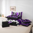 thumbnail image 5 of Homewish Cheetah Leopard Print Bedding Comforter Set 7 Pieces for Girl, Black Purple Eiffel Tower Full Bedding Set, Stripes Abstract Reversible Fitted Sheet Flat Sheet, Microfiber Bedroom Decor, 5 of 7