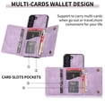 thumbnail image 4 of Design for Samsung Galaxy S22 5G Wallet Case with Tempered Glass Screen Protector PU Leather Credit Card Holder Slot Phone Cases Kickstand Shockproof Protective Cover for Women 6.1" Purple, 4 of 12