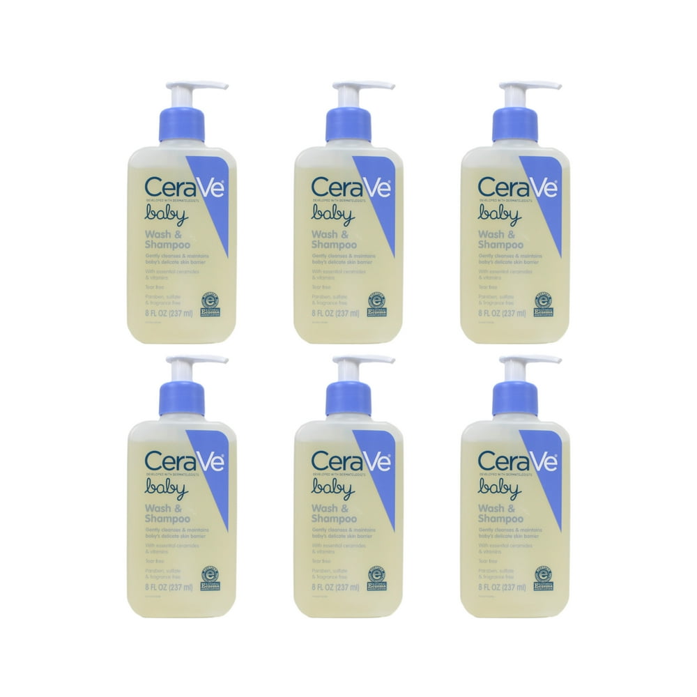6 Pack CeraVe Baby Wash & Shampoo with Essential Ceramides & Vitamins 8