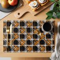 thumbnail image 2 of Burnt Orange Geometric Placemats Set of 8 Black White Boho Place Mats Indoor Wipeable Table Mats Washable Cloth Dining Table Placemats for Kitchen Holiday Party Home Decor 13x19 Inch, 2 of 9