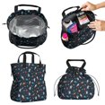 thumbnail image 2 of Astronaut and Rocket Black Pattern Drawstring Insulated Lunch Bag for Women, Stain-Resistant Large Lunch Tote with Multi-Pockets for Work Office, 2 of 6