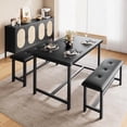thumbnail image 3 of Ourlova Rectangular Dining Table Set for 4, 3 Piece Kitchen Table Set with 2 Upholstered Benches, Retro Black, 3 of 5