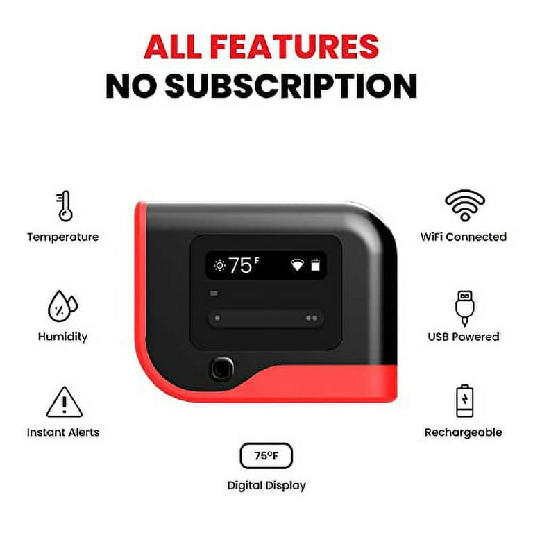 tempCube Pro WiFi Temperature & Humidity Monitor. No Subscription.  Unlimited Email Alerts 24/7. Remote Wireless Thermometer Hygrometer for  Greenhouse