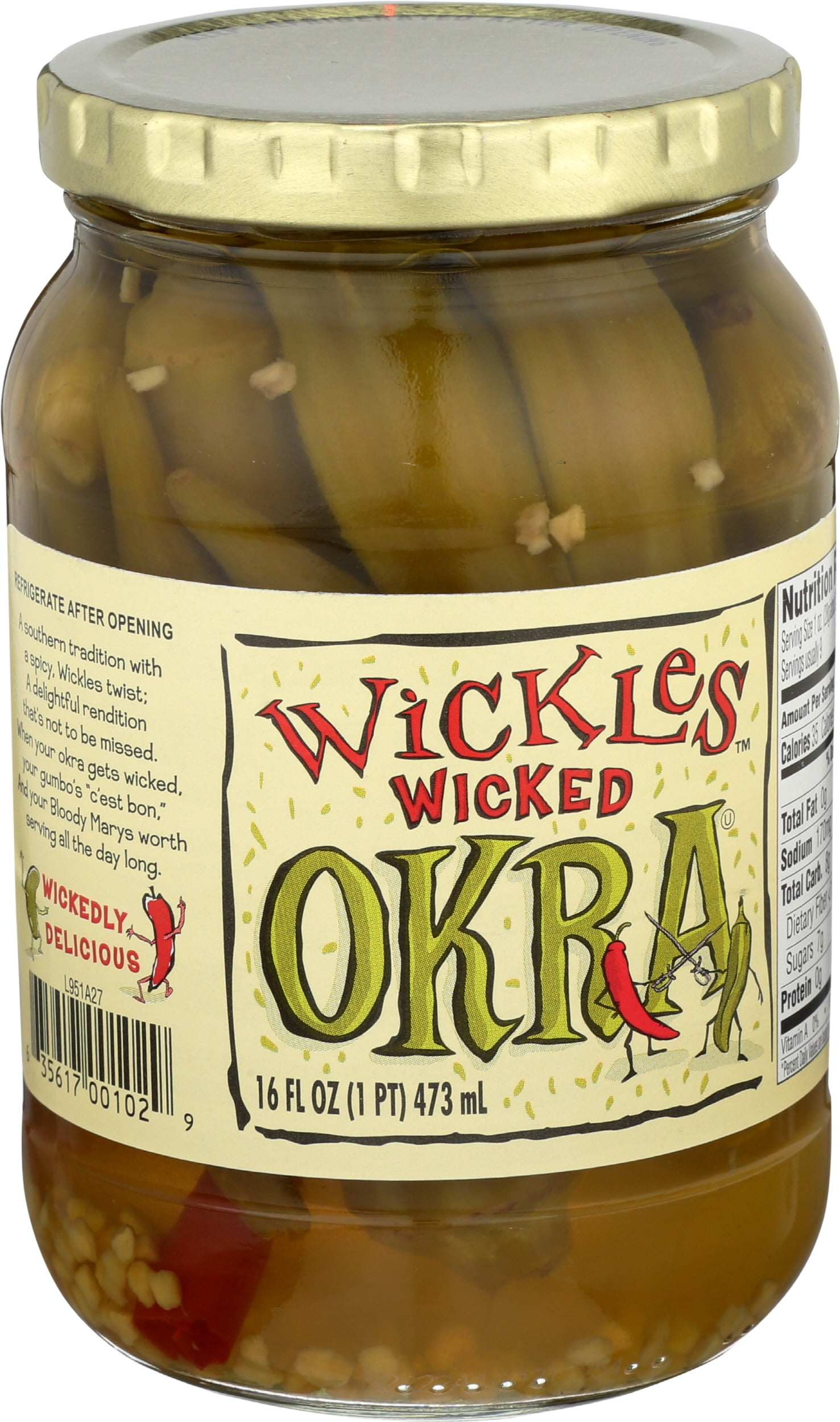 Pack of 6, Wickles Wicked Okra, 16 oz