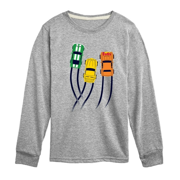 Instant Message - Transportation - Race Cars Race - Toddler & Youth Long Sleeve Graphic T-Shirt