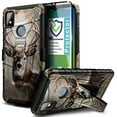 thumbnail image 2 of Nagebee Phone Case Compatible for Cricket Icon 4 with Tempered Glass Screen Protector (Full Coverage), Belt Clip Holster with Built-in Kickstand Heavy Duty Shockproof Armor Case (Deer), 2 of 5