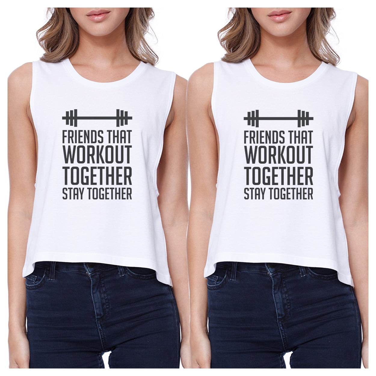 White Cute Matching Cropped Tee Shirts 