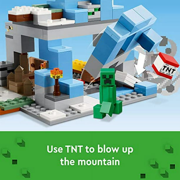 LEGO Minecraft The Frozen Peaks 21243 Cave Mountain Set with Steve Creeper Goat Figures Accessories ICY Biome Toy for Kids Age 8 Plus Years Old Walmart