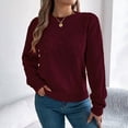 thumbnail image 3 of JUUNthy Sweater for Womens, Hollow Out Pattern Long Sleeve Crewneck 2026 Soft Comfort Knit Tops Orange S, 3 of 12