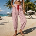 thumbnail image 2 of Levmjia Women's Striped Jogger Pants High Waisted Casual Loose Fit Elastic Waist Drawstring with Pockets Wide Leg Pants for Women, 2 of 9
