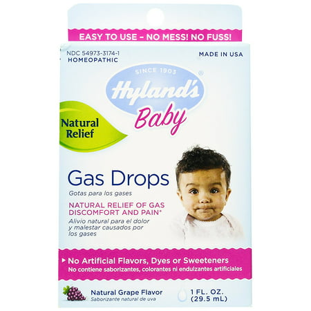 Hyland's Baby Gas Drops, Natural Relief of Gas Discomfort and Pain, Natural Grape Flavor, 1 Ounce, Uses: Temporarily relieves the symptoms of gas, stomach.., By Hylands Homeopathic From