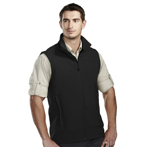 Tri-Mountain Performance Zeneth 6440 Soft Shell Vest, 3X-Large, Black/Black
