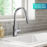 KRAUS Oletto Single Handle Pull Down Kitchen Faucet with QuickDock Top Mount Installation Assembly in Chrome