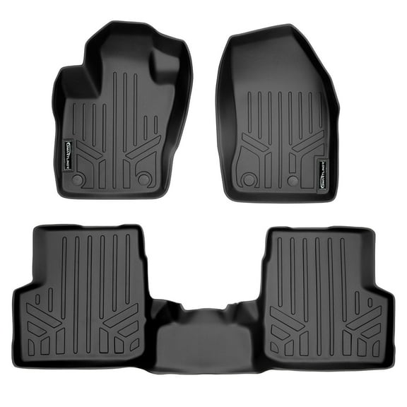 SMARTLINER Custom Fit Floor Mats 2 Row Liner Set Black Compatible With 2015-2021 Jeep Renegade