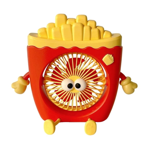 Qholemyo Cute Hamburger Fries Mini Fan Set USB Rechargeable Small Desk Cooling Fan For Youth Bedroom Office