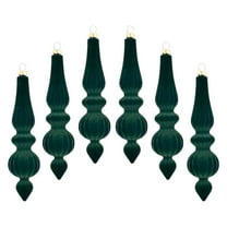 HCBY 6Pcs Shaped Velvet Hanging Decoration, Plastic Finial Drop Christmas Tree Hanging Ornaments, Shiny, Matte Glitter Hanging Stage Decoration(Green,6.7")