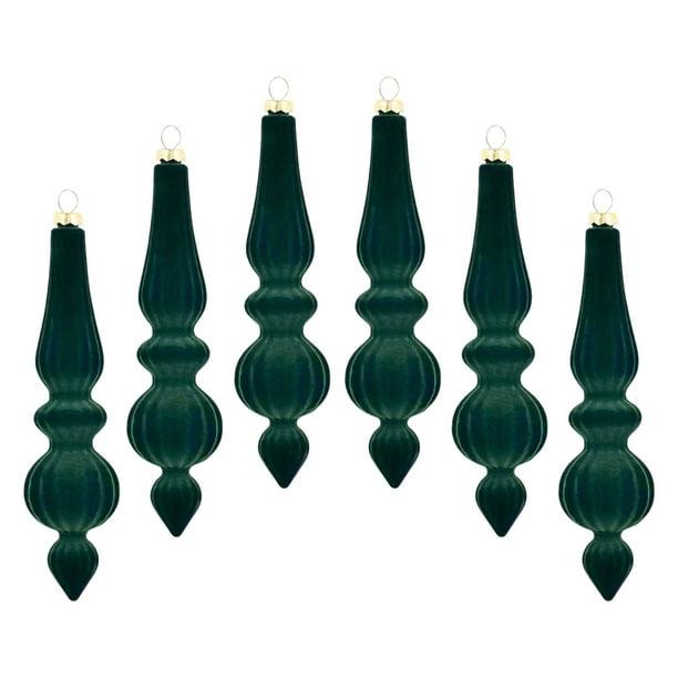 Bolas Flocadas Adorno colgante de terciopelo en forma de corazón, 6 piezas, decoración navideña para árbol de Navidad, 17 cm, verde Rkxzt
