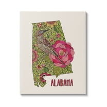 Stupell Industries Intricate Alabama Camellia Flower Bird Detailed Pattern Graphic Art Gallery Wrapped Canvas Print Wall Art, Design by Valentina Harper