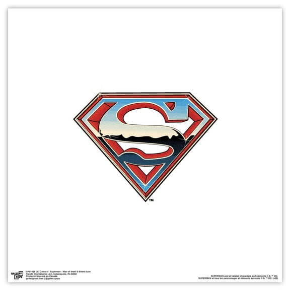 Gallery Pops DC Comics Superman - Man of Steel S-Shield Icon Wall Art, Unframed Version, 12" x 12"