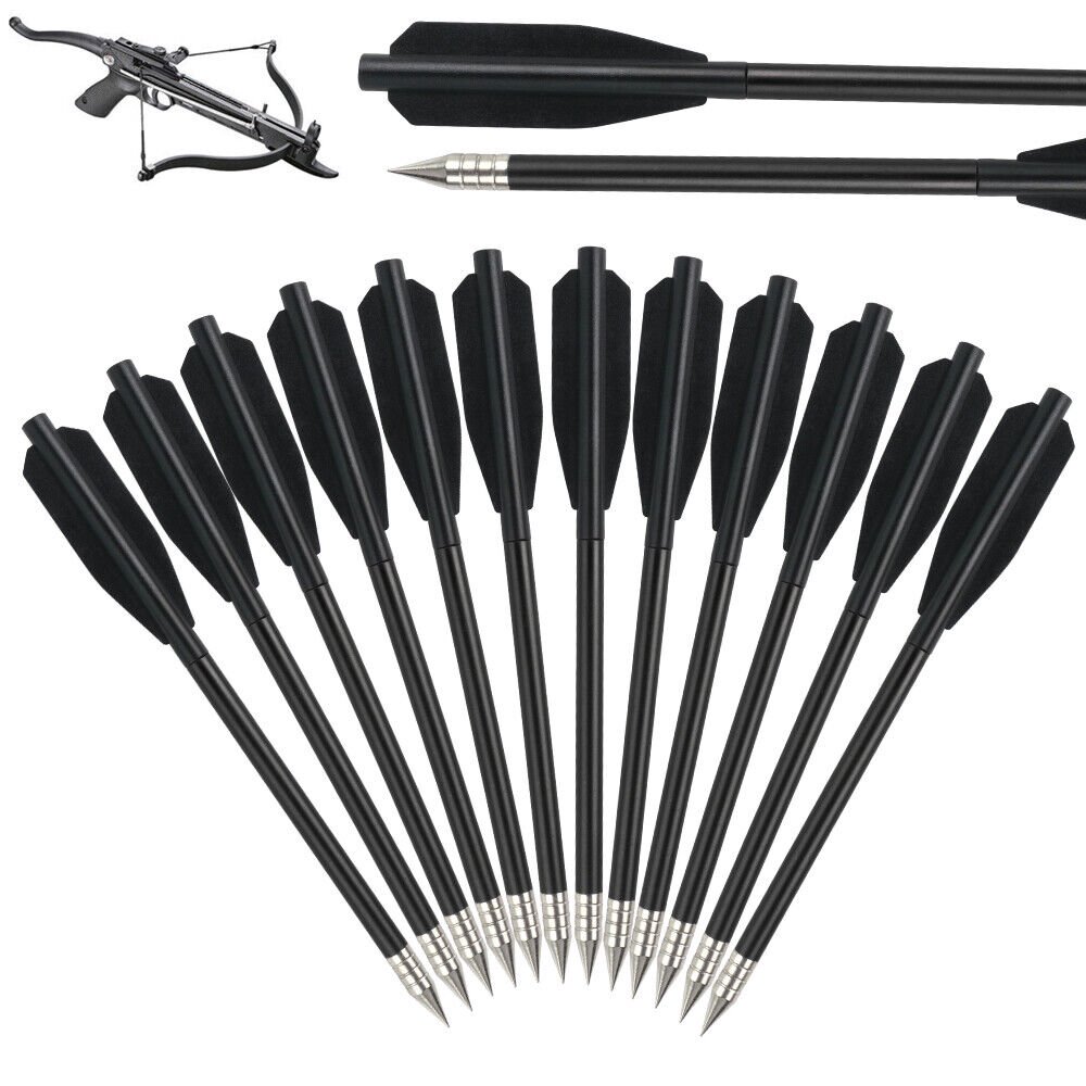 EROCK 12Pcs 6.25 Mini Crossbow Bolts Aluminium Crossbow Arrows for 50-80 LBS Pistol