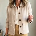 thumbnail image 6 of Kezqiaxn jackets for Women Trendy Long Sleeve Button Down Casual Outerwear with Pockets Fashion Collared Plus Size Jacket, 6 of 7