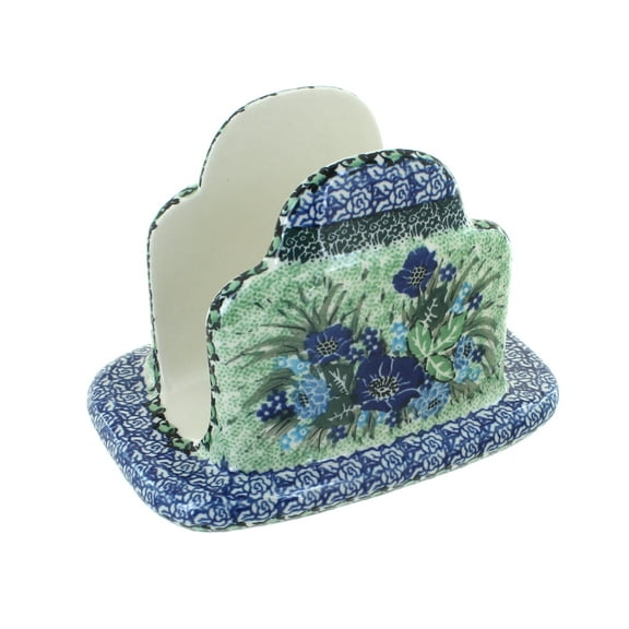 Blue Rose Polish Pottery Sapphire Fields Napkin Holder