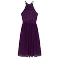 thumbnail image 4 of Aislor Big Girls Formal Party Wedding Bridesmaid Flower Dress Halter Lace Chiffon Prom Evening Gown, 4 of 7