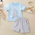 thumbnail image 2 of Toimothcn Toddler Kids Boys Outfit Sets Short Sleeve Happy Easter Cartoon Bunny Carrot Printed T Shirts Stretchy Shorts 2Pcs Outfit Sets Soft Loose Clothes Sets 6-12 Months, 2 of 8