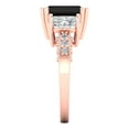 thumbnail image 3 of 4.27 ct Emerald Cut Natural Onyx 3 Stone 18K Rose Gold Womens Engagement Ring, 3 of 5