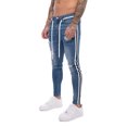 thumbnail image 2 of Men's Denim Long Pants, Side-Striped Distressed Ripped Zip Slim Jeans, 2 of 6
