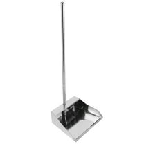 Hemoton Stainless Steel Dust Pan Long Handled Indoor Outdoor Metal Dust Pan Heavy Duty Stainless Dustpan With Handle For Home Hall Lobby