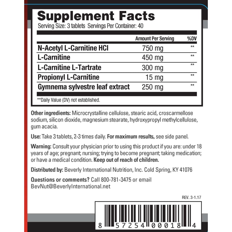 beverly international l carnitine Beverly International Quadracarn Tablets, 120 Ct