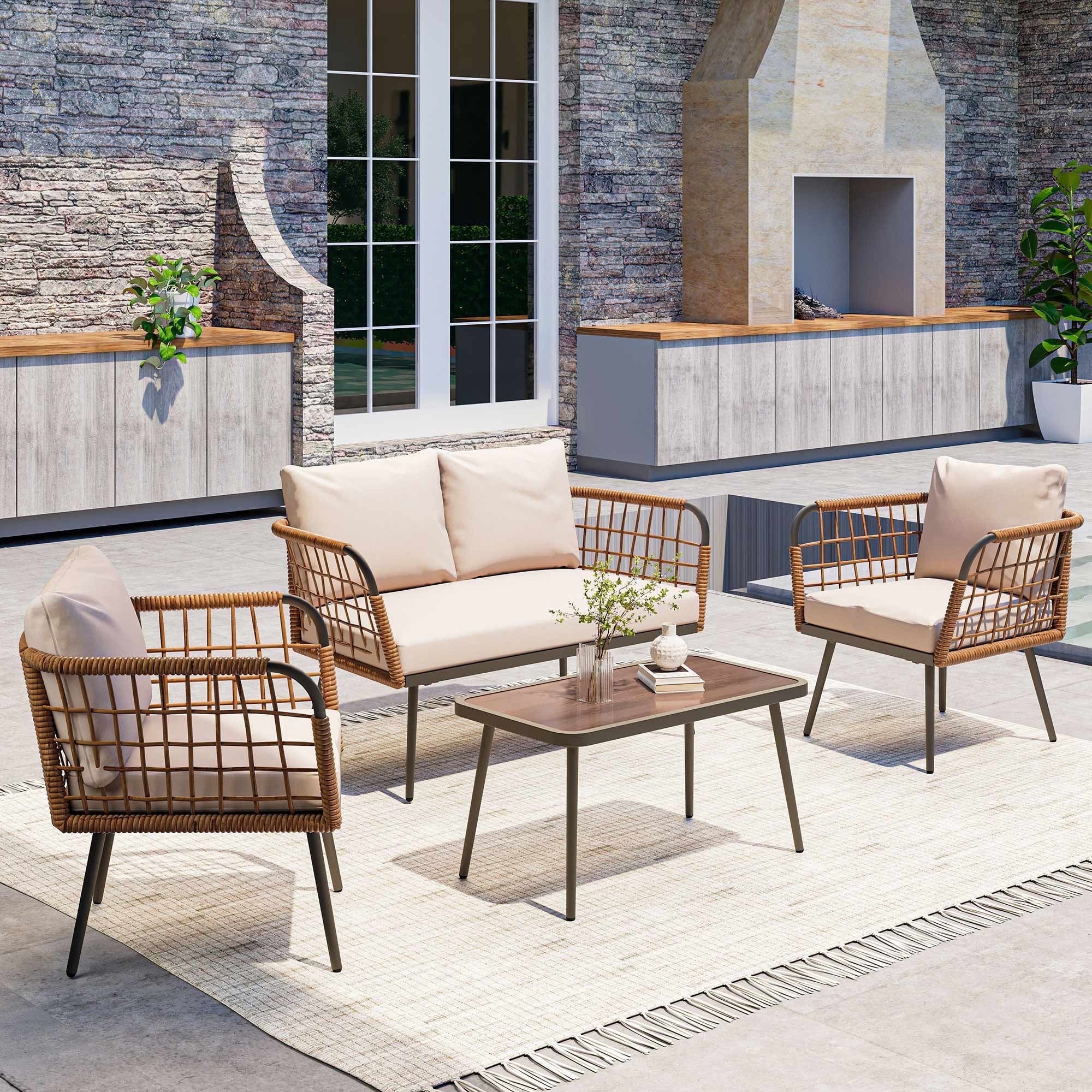 Free Shipping! Mainstays Outdoor Patio Conversation Set 4-Piece