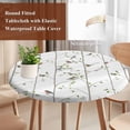 thumbnail image 4 of Sparrow Round Tablecloth, Fitted Table Cover with Elastic for 36"-44" Round Tables, Spring Birds on The Branches Vintage Country Table Cloth Outdoor Indoor Dinning Party Waterproof Tablecloths, 4 of 7
