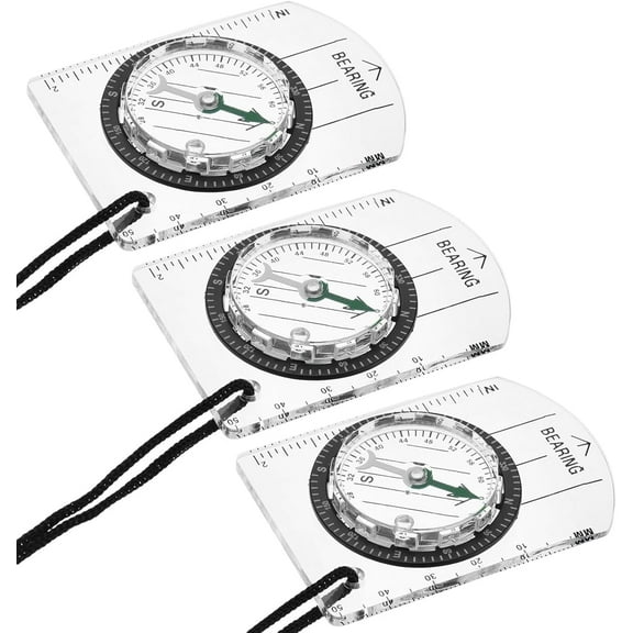 9 Pieces Orienteering Compass Hiking Backpacking Camping Compass Map Reading Outdoor Waterproof Compass for Scout Kids Women (Semiellipse Compass) ﻿