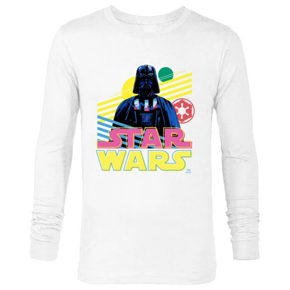 Star Wars Darth Vader Bold Graphic Retro Eighties ‘80s Vibe - Long Sleeve T-Shirt for Men - Customized-White