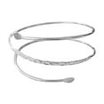 thumbnail image 2 of K-KED Women Gold Metal Leaf Upper Arm Cuff High Bracelet Spiral Armlet Armband Jewelry-Silver, 2 of 6