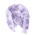 thumbnail image 3 of Lovskoo Sweaters for Women Long Sleeve Winter Pullover Soft Waxy Trendy Beaded Flower Design Knit Sweater Purple, 3 of 7