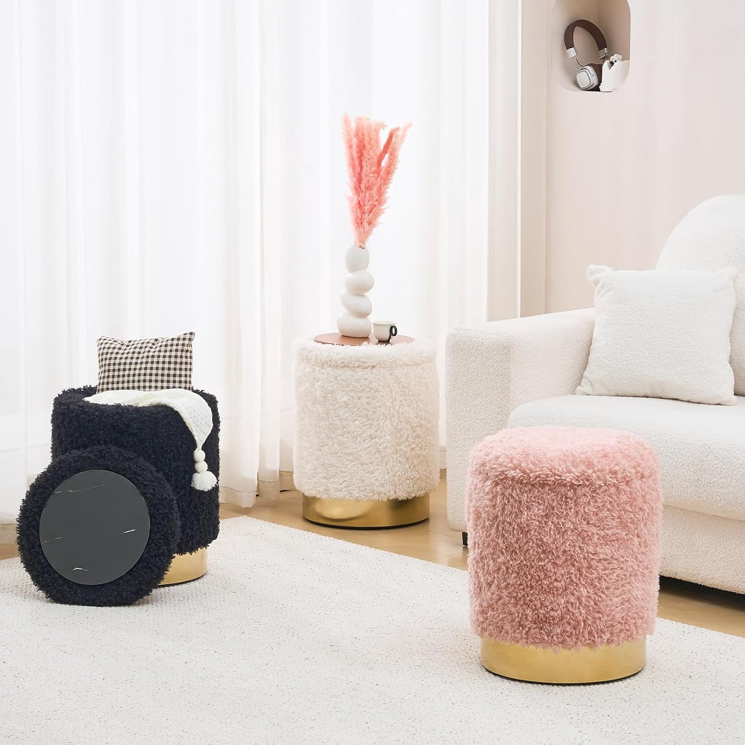 Casa Pura Furniture Elegant Storage Ottoman with Decorative Wooden Lid Modern Stylish Storage Solution for Living Room, Bedroom, and More