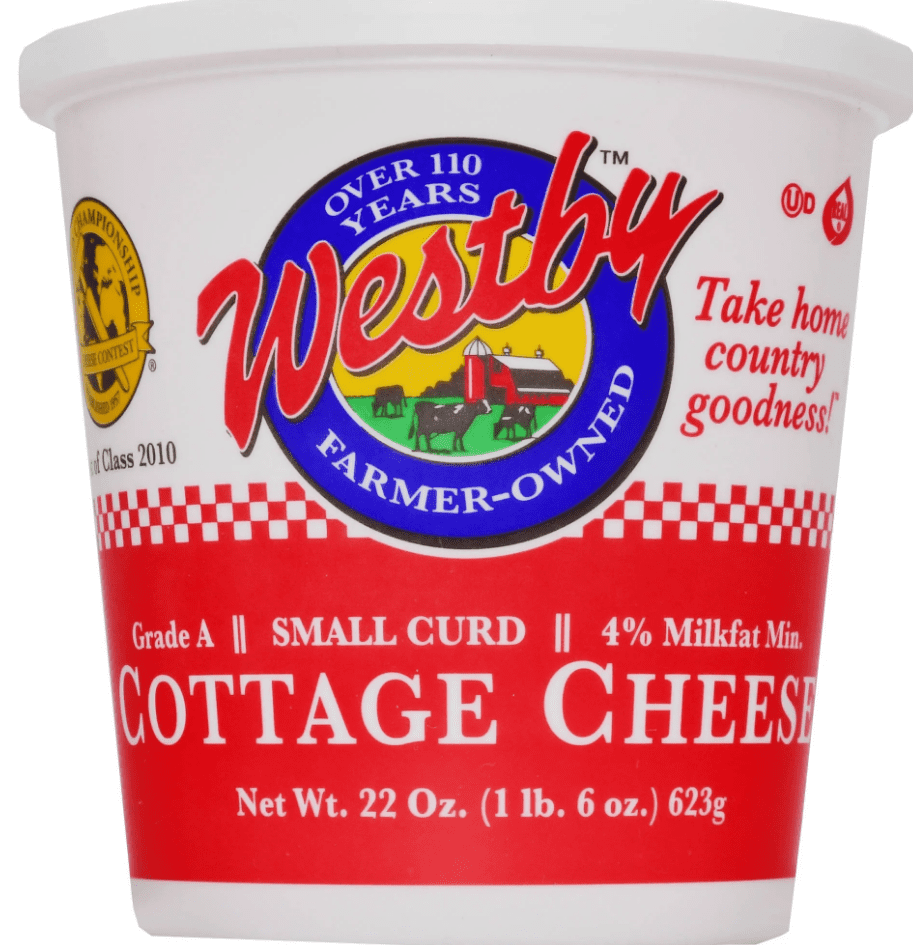 Westby Grade A 4% Milk Fat Small Curd Cottage Cheese, 22 Oz.