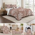 thumbnail image 6 of Quilts King Size Bedding Set, Brown Palm Tree Lightweight Quilted Comforter, Summer Botanical Tropical Tree Soft Reversible Bedspread Coverlet with Pillow Covers for All Season, 96" x 106", 6 of 9