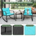 thumbnail image 6 of Devoko 3 Pieces Rocking Patio Furniture Sets Outdoor Rocking Chair PE Rattan Bistro Rocker Conversation Sets with Coffee Table for Garden,Blue, 6 of 7