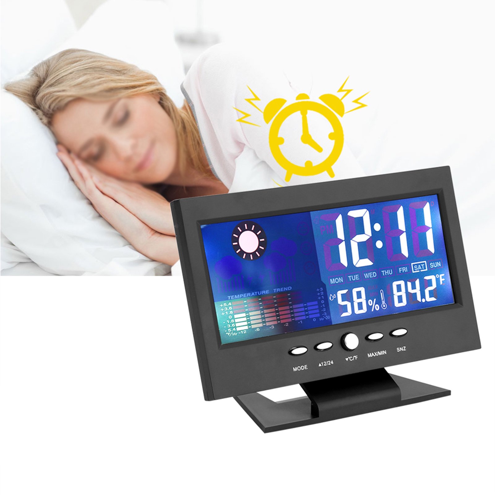 Horloge Numérique D'humidité De La Température, Horloge De Prévision Météo,  Fonction De Prévision Anti-météo 12/24 Heures Pour Chambre D'étude De  Bureau à Domicile | Walmart Canada