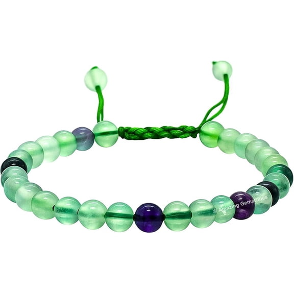 Fluorite Crystal Bracelet - 6mm Beaded Bracelet and Healing Stones